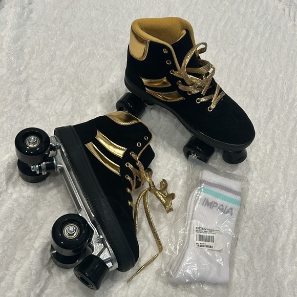 Cosmic Skates Women’s black gold metallicc high top sneakers roller skate size 8 - Picture 9 of 9